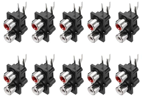 QUARKZMAN Lot de 10 connecteurs AV concentriques à 2 prises, 3 broches noir | RCA femelles pour montage sur panneau PCB