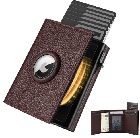 DODENSHA® MagSnap Pepple Airtag Portefeuille pour homme I Étui pour cartes pour homme I Smart Wallet pour 10+ cartes I Portefeuille avec compartiment pour monnaie I Portefeuille avec compartiment