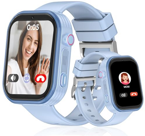 MiracDan Reloj Inteligente Niño 4G, 1.83''HD Smartwatch Niños con GPS y Llamadas, Videollamada, SOS, Chat de Voz, Modo Escuela, Podómetro, Despertador, 7 Guegos Reloj GPS Niños Regalo 3-12 Años