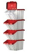 BARTON MF STORAGE BINS RED LIDS PK4