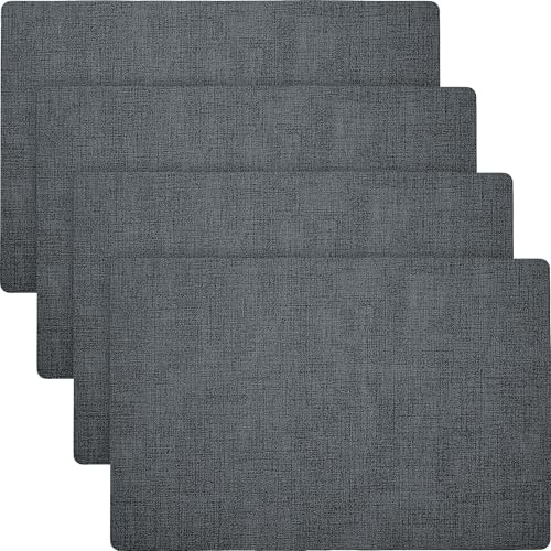 Erwin Müller Tischset, Teller-Untersetzer Elvas im 4er-Pack in Melange-Optik anthrazit Größe 30x45 cm - Schutz vor Flecken und Kratzern, hitzebeständig bis 80 Grad