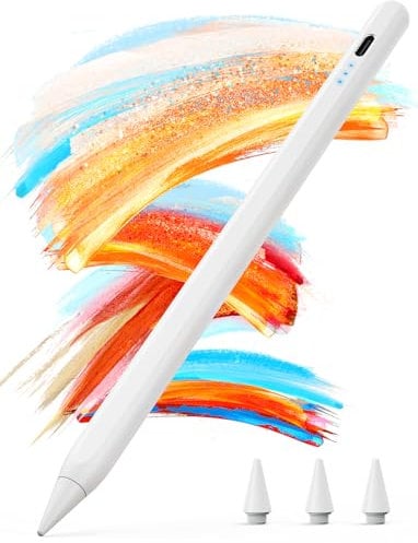 Kingone Stift für Apple iPad 2018-2025, 2X Schnellladung, kompatibel mit iPad 11/10/9/8/7/6, Pro M4/12.9/11/13, Air 3/4/5/M2/M3, mini 7/6/5, mit Magnetischer Haftung, Palm Rejection & Neigung.