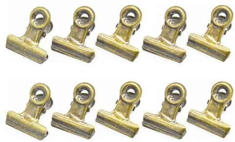 10Pcs Bronze Metal Bulldog Clips Stainless Steel Hinge Binder Clip Seal Clamps for Paper File Photo Clipboard Poster