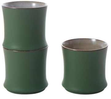 3pcs Bamboo Joint Shaped Ceramic Tea Cups, 90ml Stackable Bamboo Tea Cup Set, Ceramic Chinese Tea Mug, Procelian Kung Fu Tea Cup Decorative Drink Cup for Home Office