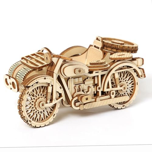 TRACYE 3D Wooden 3 Wheeled Motorbike Puzzle,DIY Mechanical Gear Model Kit,Tricycle Motorbike Building Set,for Christmas Birthday Gifts Ideal
