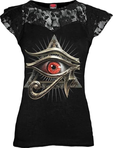 Spiral Evil Eye Frauen T-Shirt schwarz Horror, Rockwear, Totenköpfe