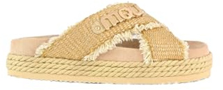 Mou - Criss-cross rope sandal raffie. Slipper für Damen, gekreuztes Band, bequeme Sommerschuhe mit Platform.