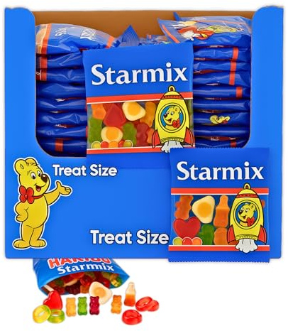 Starmix Mini Sweet Bags - 100 x 16g Treat Packs - 1.8kg Box - Thank You Sticker Made For Haribos – Perfect for Party Bags, Birthdays, Halloween & Christmas Gifts - Homora