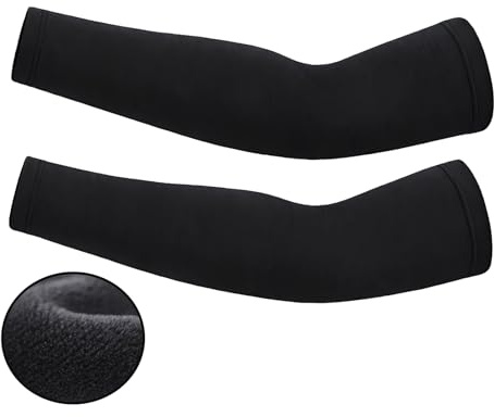 CGLRybO Men's Thermal Cycling Arm Warmers - Breathable Fleece Sleeves with Silicone Gripper for Outdoor Sports