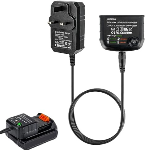 LCS1620 Lithium-ion Battery Charger for Black and Decker 14.4V 18V 20V li-ion Battery LBXR20 LBXR20-OPE LB20 LBX20 LB2X4020 LBX4020 LB2X3020-OPE LBXR2020-OPE,Suitable for 10.8V–20V