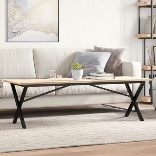 FWIKDUN Montagefertiges Couchtischgestell mit X-Beine aus robustem pulverbeschichtetem Stahl im Industriedesign - Robustes Tischbein-Set im Industrie-Stil für stabile Tischplatten