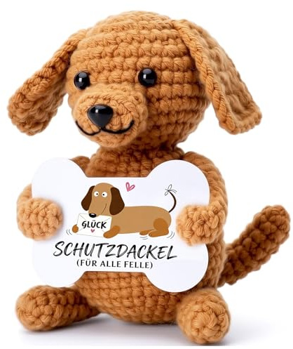 Sunwuun Glücksbringer Dackel,Motivationsgeschenk,Pocket Hug | Liebevolles Mutmacher Geschenk für Freundin Familie