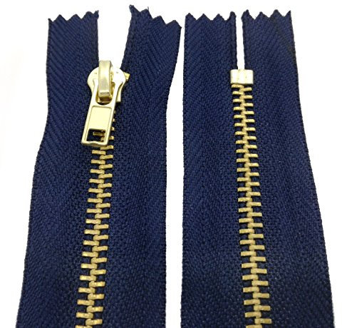 Starlet24® Reißverschluss Metall 4 mm Zipper nicht teilbar, Reißverschlüsse Metall-Zähne für Jeans Leder Geldbörsen Hosen Taschen - Dunkelblau 20 cm