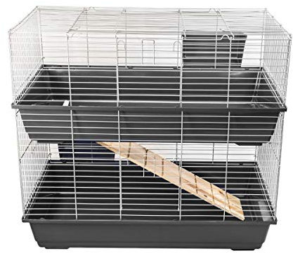 KCT Double Level 100cm Indoor Cage Pet Animal Rabbit Guinea Pig Hutch - Dark Grey