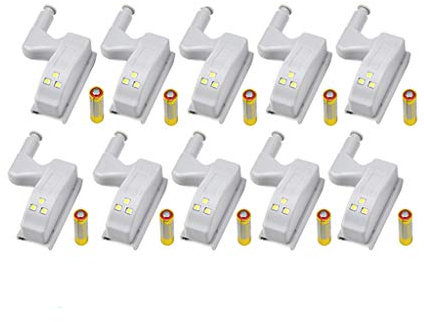 10 pezzi Cerniera LED Luce Universale Cucina Casa Ufficio Porta Hotel Armadio Armadio Automatico Interruttore Della luce Bianco Freddo Lampada Da Armadio Luce Notturna (Batterie incluse)