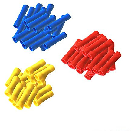 Stossverbinder isoliert 150 Set 50x Rot + 50x Blau + 50x Gelb Stoßverbinder vollisoliert Crimpzange Quetschverbinder Kabelverbinder Crimp Zange Verbinder Kabelschuhe kfz ARLI