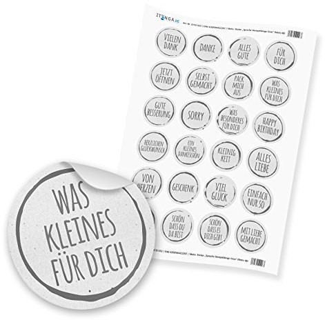 24 x itenga Sticker Aufkleber Etikett „Sprüche Stempeldesign Grau“ unlackiert (Motiv 68)