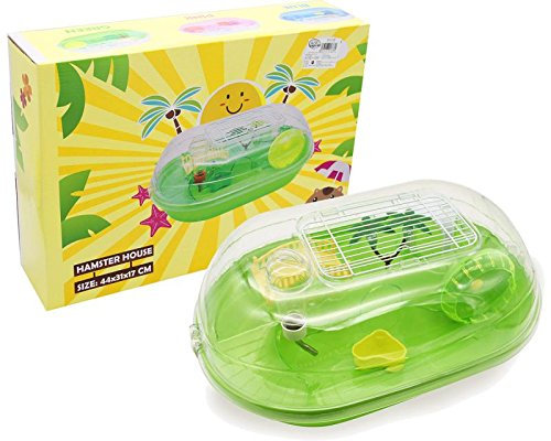 BPS® BPS-1378VE Hamsterkäfig mit Leiter, Tränke, Rad und Spezialhaus, 3 Farben, 44 x 31 x 17 cm (grün)