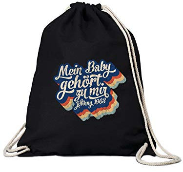 clothinx Mein Baby Gehört zu Mir | Kult Film Motiv der 80er Jahre | Frances und Johnny Tanzwettbewerb | Liebevoll gestaltetes Disco Fever Design Gym-Bag Baumwoll-Beutel Schwarz