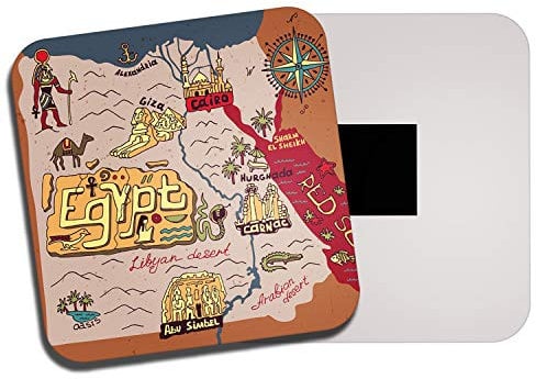 1 x Egypt Map Fridge Magnet - Travel Egyptian Giza Cairo Pyramids Camel #19430