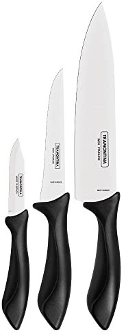 Tramontina Juego de 3 cuchillos de cocina de acero inoxidable