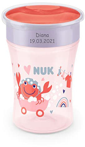 NUK Magic Cup Trinklernbecher mit persönlicher Gravur, auslaufsicherer 360°-Trinkrand, 8+ Monate, 230 ml (rot, NUK Magic Cup mit Gravur)