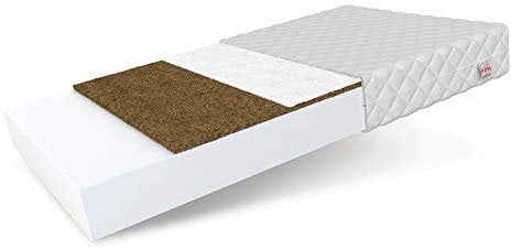 FDM CARINI Schaumstoffmatratze 140 x 200 cm Härtegrad H4/H3 (Hart/Mittelhart) 11 cm Höhe Kokos Matratze Polyurethanschaum Bezug Waschbar Zweiseitig Abnehmbar