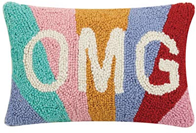 Peking Handicraft 30JES1483C12OB OMG Hook Pillow, 12-inch Length, Wool and Cotton