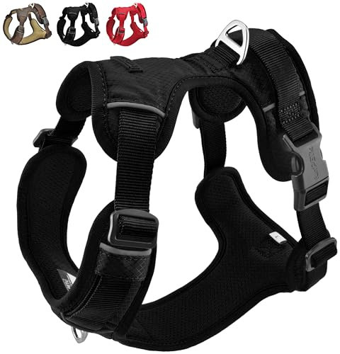 funPETic Hundegeschirr Essential - Anti-Zug Geschirr, reflektierend, gepolstert und atmungsaktiv - Brustgeschirr für kleine und mittelgroße Hunde (S - All Black)