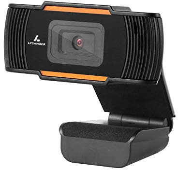 LYCANDER Webcam USB con Microfono Integrato, 1080P Full HD, 30 Fps, Nero e Arancione - per Desktop, Laptop, Windows, Mac, Linux, Riunioni Online, Streaming, Chat Video