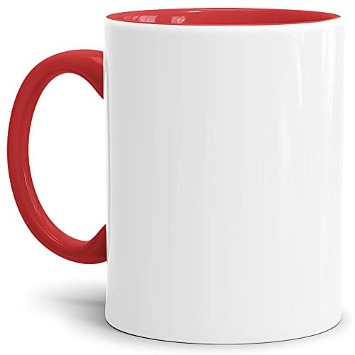 Tassendruck Sublimationstassen ohne Druck aus hochwertiger Keramik - Einzeln oder im Set - 4er Set Innen & Henkel Rot, 300ml