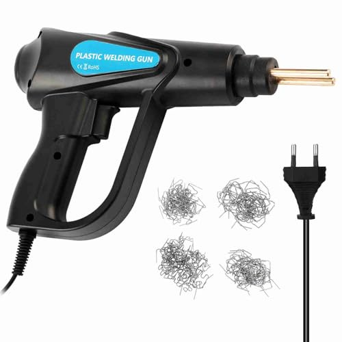 Aumotop Agrafeuse Chaude 70W, Kit de Eéparation de Pare-Chocs de Voiture pour Machine à Souder Plastique, Pinces, 4 Types D'agrafes pour Coin Plat/Coin Extérieur/Coin Intérieur/Vague