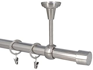 HDTL Gardinenstange Vorhangstange 25mm 1-läufig Deckenmontage Edelstahl Optik 480 cm Zoya