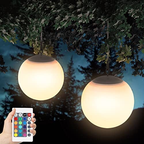 1 x Solarlampen mit 16 Farben Wasserdichte Solar-Deko-Kugel LED Hängelampe Solarleuchten USB Aufladung RGB Pendelleuchte für Innen Außen Garten Terrasse Camping Dekoration, Ø20cm