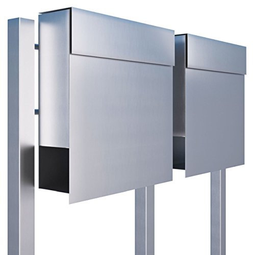 Standbriefkasten mit Zeitungsfach, Design Manhattan Edelstahl - Bravios