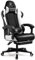 GTPLAYER Chaise Gaming, Fauteuil Gamer Hauteur Réglable, Chaise de Gaming avec Repose-Pied Télescopique, Gaming Chair Ergonomique avec Appui-tête et Support Lombaire, Blanc