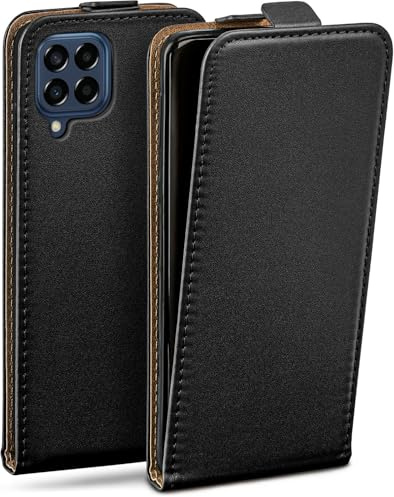 moex Flip Case für Samsung Galaxy M33 5G Hülle klappbar mit 360 Grad Schutz, Handyhülle mit Displayschutz, PU Leder Handytasche Lederhülle, Flip Case Cover Klapphülle, Schwarz