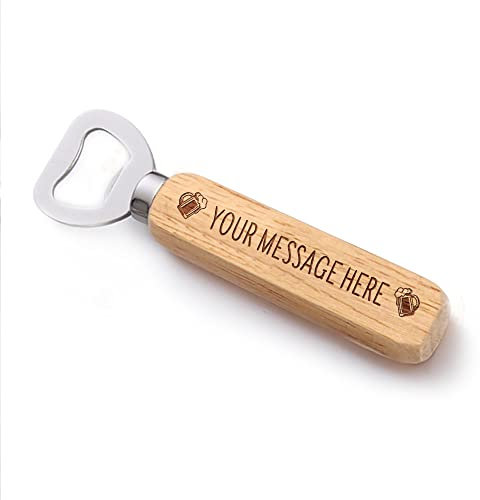 Personalised Wooden Bottle Opener Birthday Christmas Wedding Anniversary Valentines Day Fathers Day Gift for Him Boy Men Father Dad Daddy Grandad Wedding Favour 18th 30th 60th(Cheers)