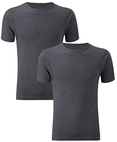 Style Lockers® Pack of 2 Mens Thermal Short Sleeve Base Layer Top - Adults Winter Ski Inner Vest Warm Underwear T-Shirts - Quick Dry Undershirt for Outdoor Sports Running (Black, Large)