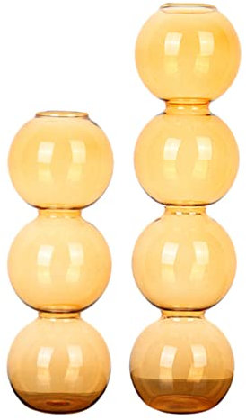 KWQBHW Jarrón hidropónico de burbujas de cristal naranja, jarrón moderno de 4 bolas, centro de mesa, jarrón de cristal, decoración de mesa para el hogar, fiesta, oficina, 2 unidades