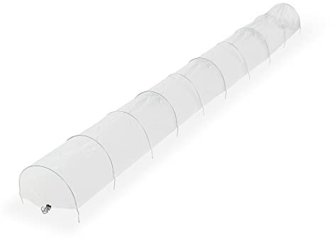 Relaxdays Folientunnel, 7 m Länge, PVC Gewächshausfolie, 10 Tunnelbögen, Frühbeet, Aufzucht, Pflanzentunnel, transparent