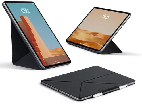 PITAKA Case for iPad Air 13 inch 2024/13 inch Air 2025, and iPad Pro 12.9 Inch 2022, Magnetic iPad Stand Slim Folio Cover, 4 Viewing Angles with Apple Pencil Holder [MagEZ Folio 2] Black