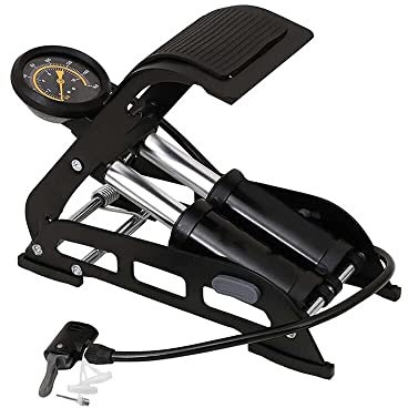 Kovalmax® Pompa a pedale 2 cilindri manometro gonfiatore gonfia ruote auto moto bici