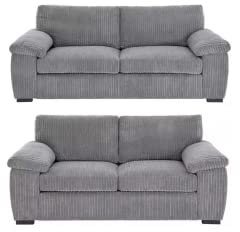 Luxury Life Collingdale Jumbo Cord Fabric Sofa Set (Grey, 3 Plus 2 Set)