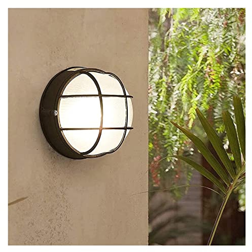 ALDEPO Wall Lamp Outdoor Wall Lights Sconce Oval Bulkhead Metal Exterior Lighting Waterproof Industrial Vintage Outdoor Vapor Proof E27 Aluminium Courtyard Wall Lamp