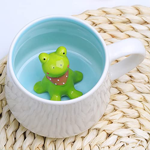 DIKARIYA Taza de Café Rana 3D, Regalos Navidad para Mujer Originales, 350ML Divertida Taza de Té Cerámica 3D Animal Mañana Taza de Café Lindo Taza de Regalo Cumpleaños para Migos Niños Niñas Abuelas