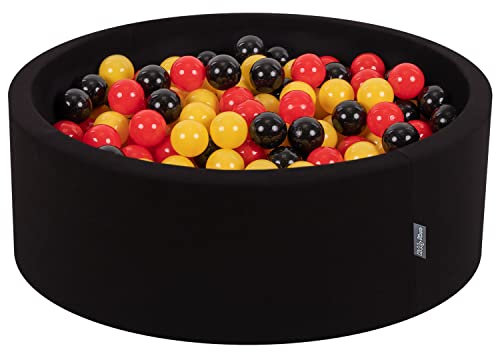 KiddyMoon Bällebad Bällepool Mit Bunten Bällen 90X30cm/200 Bälle ∅ 7Cm Für Babys Kinder Rund, Deutschland:Schwarz/Rot/Gelb