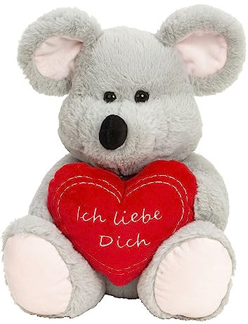 Lifestyle & More Kuscheltier Maus mit Herz Ich Liebe Dich 30 cm groß Plüschmaus Plüschbär samtig weich