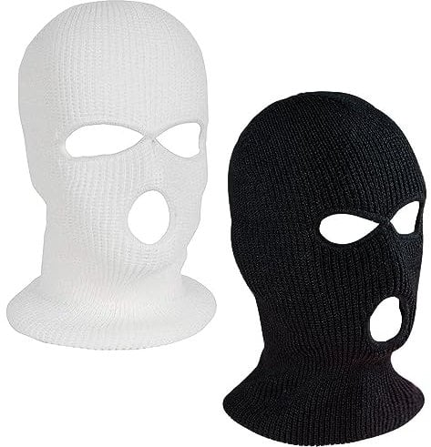 Sturmhaube 3 Loch, 2pcs Sturmmaske 3 Loch, 3-Loch Gestrickte Balaclava, Atmungsaktiv Winddicht Sturmmaske, Sturmhaube 3 Loch für Winter, Outdoor, Skifahren, Radfahren, Bergsteigen (Schwarz+Weiß)