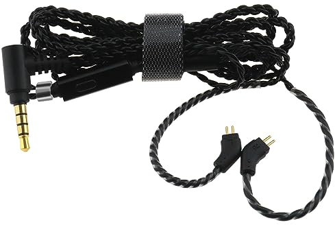 EMSea Abnehmbares Zweipoliges Versilbertes Sauerstofffreies Kupfer OFC-In-Ear Kopfhörerkabel mit Mikrofon, Vergoldeter 3,5-mm-Stecker, 0,78-mm-2-Pin-Anschluss, Upgrade-Kabel für Ohrhörer, 1,2 M